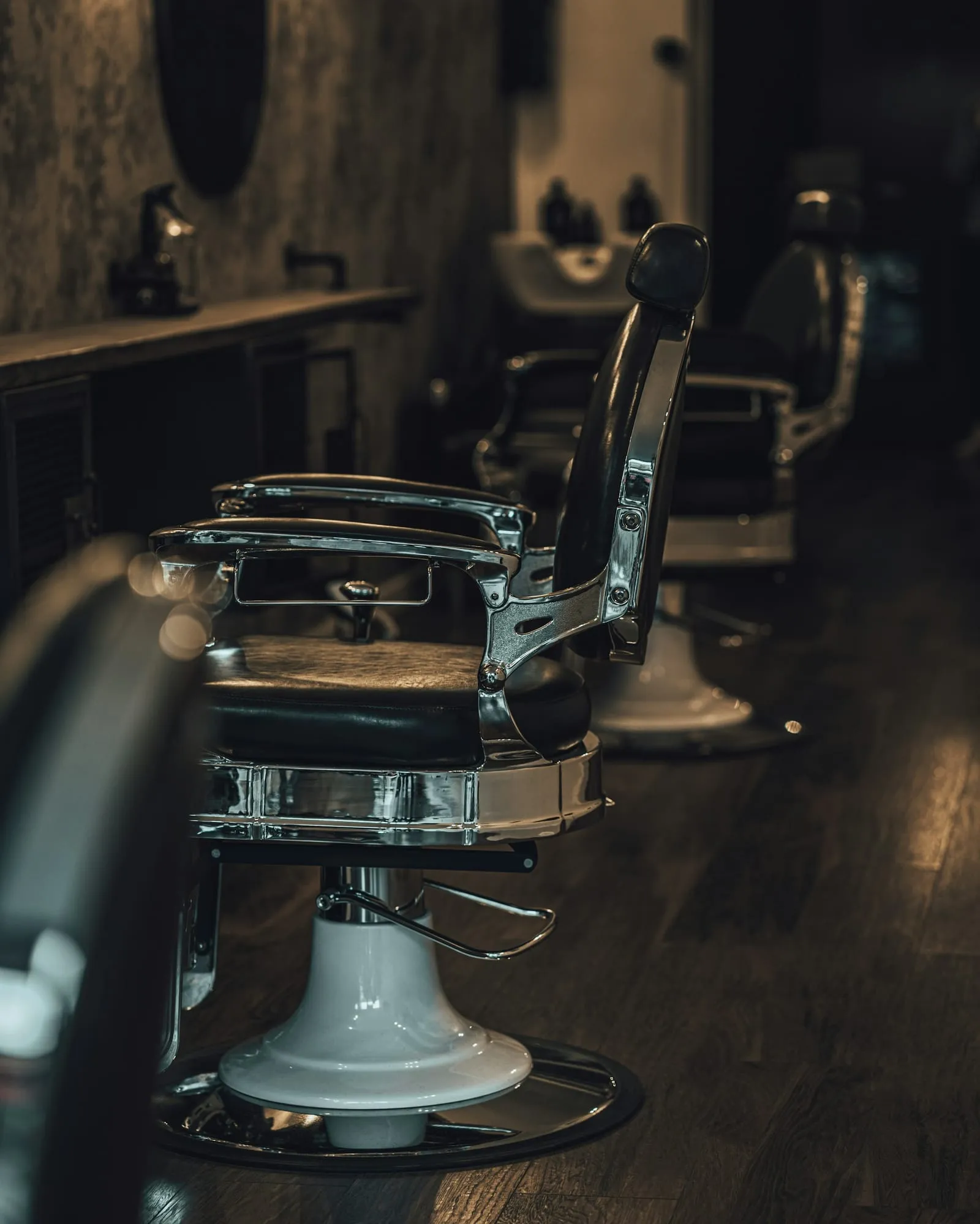 Chrome and leather barber chair